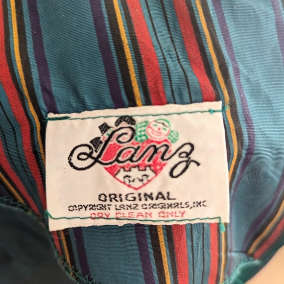 70's Lanz Original Striped Green Fit and Flare Vintage Dress - Picture 7 of 7